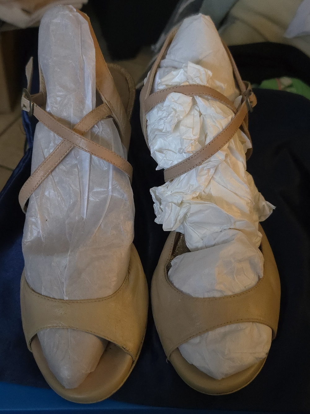 Beige/Tan/Nude/flesh Color Cross-Strap Peep-Toe Heels,Argentine Tango Dance Shoe